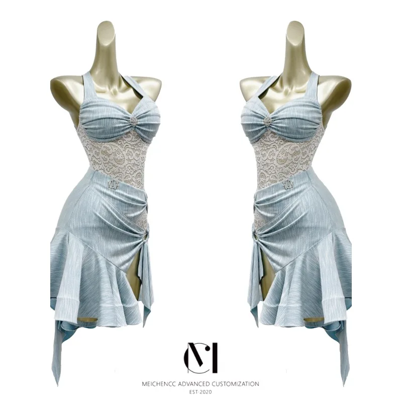 Robe de danse latine personnalisée, tenue d'entraînement haut de gamme, grande jupe professionnelle pour femmes adultes, nouvelle collection