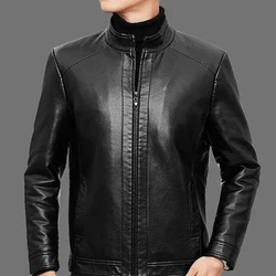 Chaqueta de cuero sintético para hombre, Blazer de terciopelo grueso con cuello levantado, ropa de calle para vacaciones diarias, Primavera