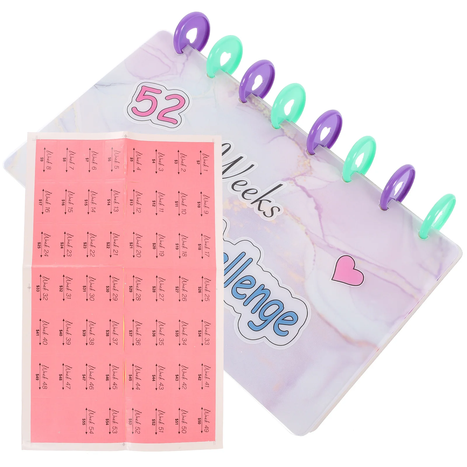 مجموعة واحدة من مجلد الميزانية مع أكياس نقدية، كتاب تحدي التوفير خفيف الوزن للمنزل والمكتب والسفر والتخطيط المالي #2