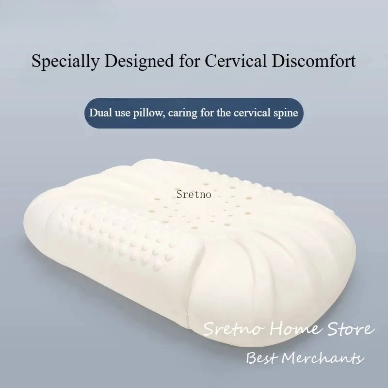 Natural Latex Cervical Pillow with Cotton Pillowcase for Home Use, Neck Support & Sleep Aid, Comfortable Sleeping for Adults