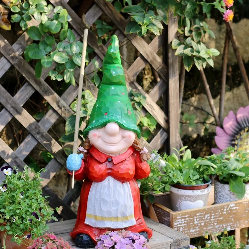 Magic Wizard Incense Statue Vintage Garden Dwarf Ornament for Outdoor Fairy Tale Miniature Figurine