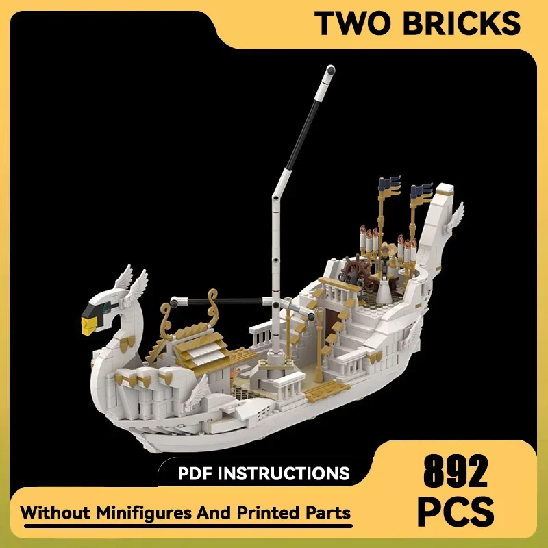 Bloques de construcción Moc con escena de película para niños, juguetes de bloques de construcción, modelo de barco Cisne, ensamblaje DIY, vista de la calle, regalos mágicos