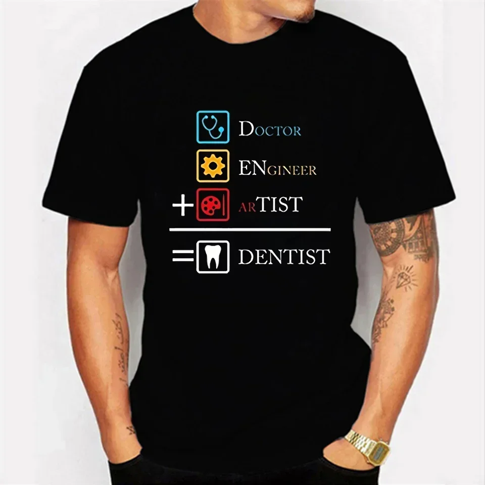 Fun Pattern Male T-shirt Doctor Engineer Artist Equal Dentist Funny Tops Cotton Homme Fashion Tshirt Streetwear Camisetas Hombre