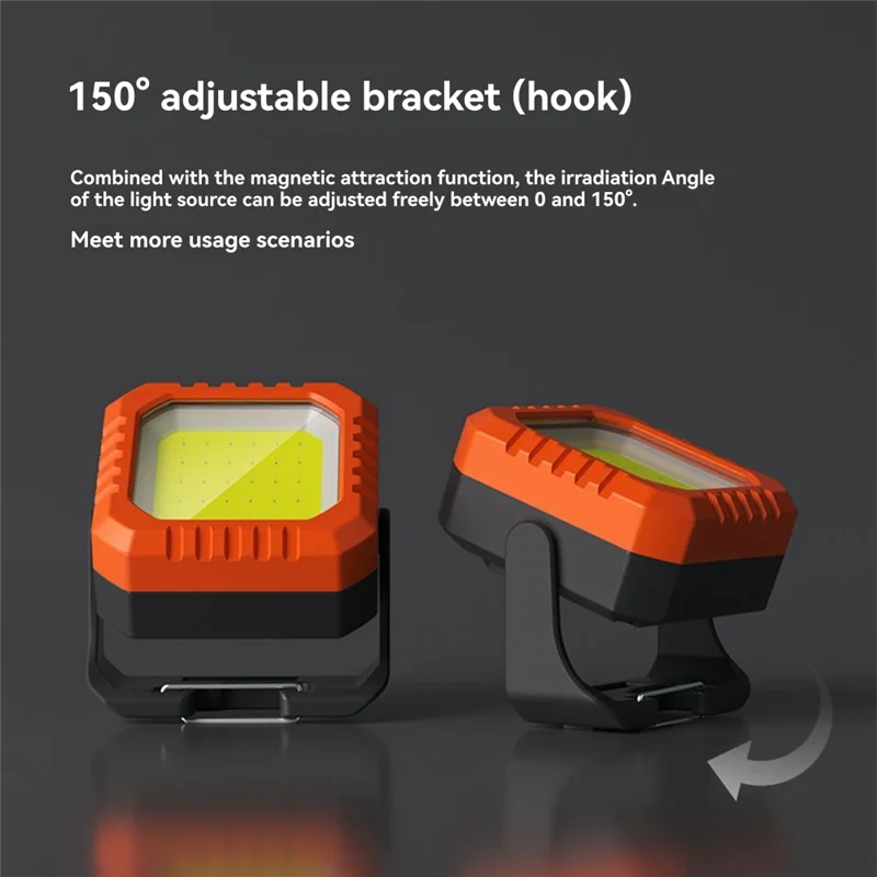 ABKO-Mini portachiavi ricaricabile COB LED Lampada da lavoro esterna con ricarica USB impermeabile con magnete Proiettore ad alta intensità