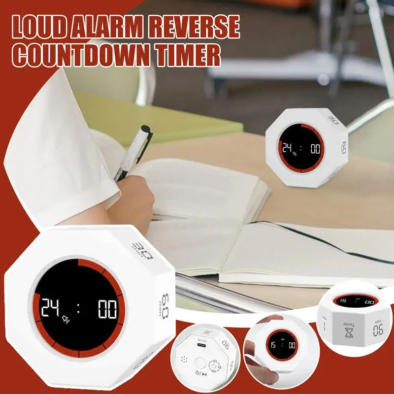 Digital Timer Productivity Cube Timer  Digital Sensor LED Display  Preset Time Kids Time Management Kitchen Countdown Timer