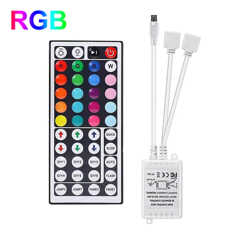 12V 4Pin RGB Controller 44Key Remote Control Led Lights Controller Box Dual Output For 2835 5050 RGB LED Strip Light