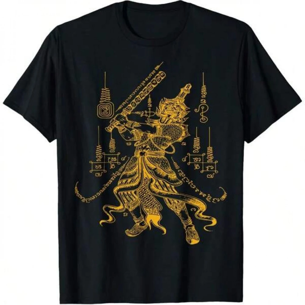 T-Shirt Featuring Magical Thai Sak Yant Tattoos Perfect Gift From Thailand Black Shirt Men's T-shirts for Summer