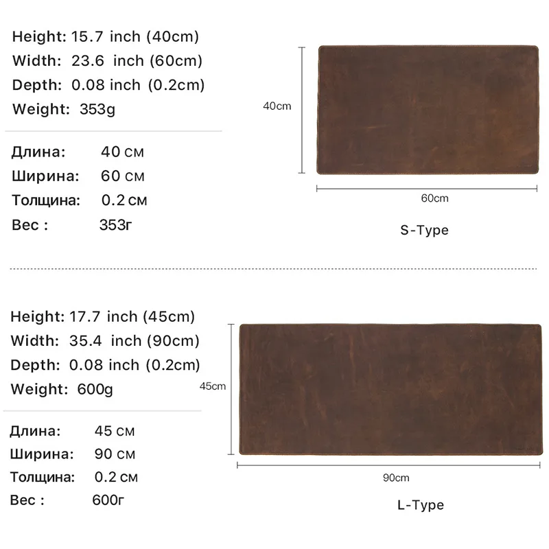 60*40 80*40 90 *45cm genuine leather cowhide mouse pad office desk table mat Heat-stain-resistant computer laptop lazing