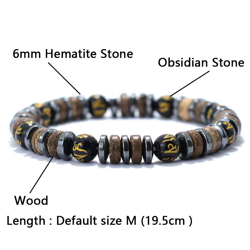 New Vintage Men Bracelet Stone Natural Wooden Braclet Homme Hematite Tiger Eyes Braslet Coconut Bead Brazalete Pulsera Hombre