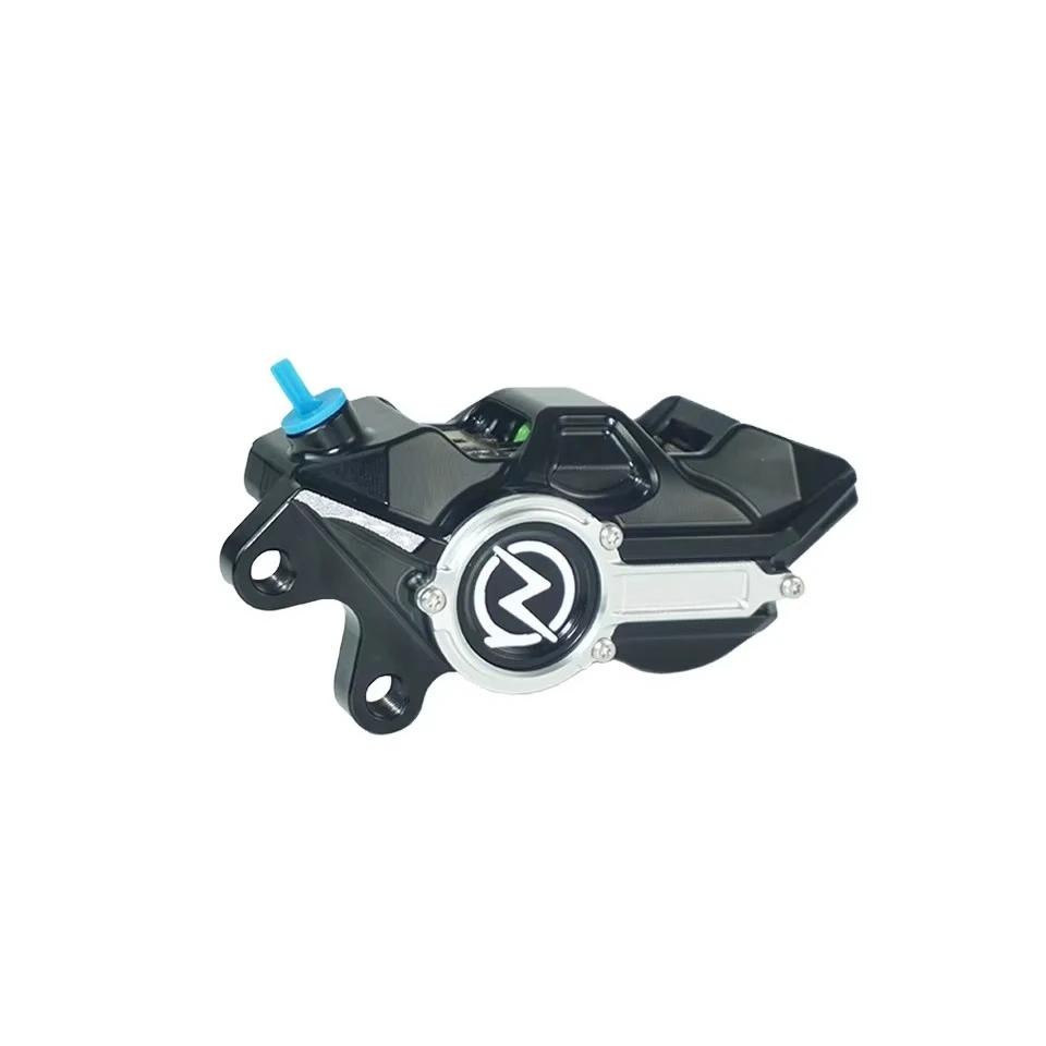 For QS New Condition 4-Piston Forged Aluminum Vented Disc Racing Brake Caliper Kit Electric Scooter/Motorcycle Upgrade