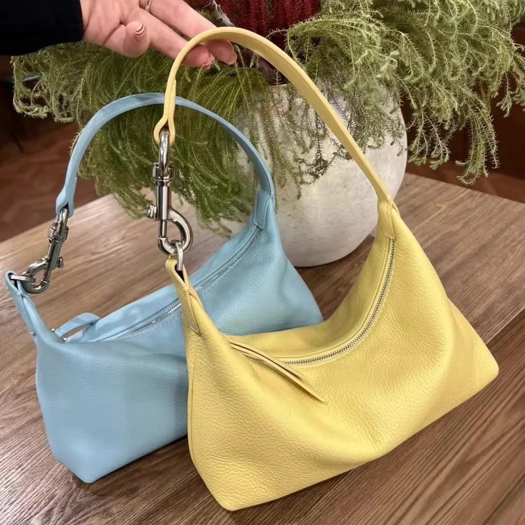 Casual Soft PU Leather Women Handbag Latch Handle Shoulder Bag Yellow Lichee Pattern Cloud Bags for Women 2025 NEW Clutch Flap