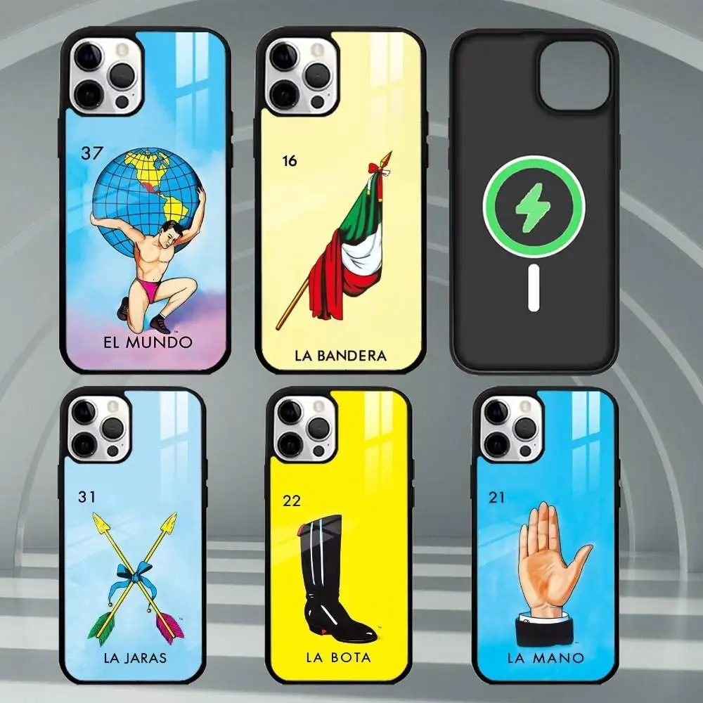 

M-Mexican Bingo Loteria-as Phone Case For iPhone17,16,15,14,13,12,11 Plus,Pro Max Magnetic For Magsafe Wireless Charging