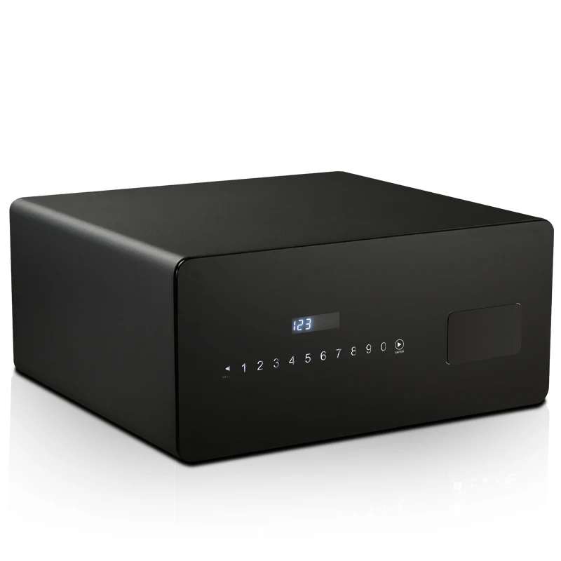 Safe Household Small Invisible Wardrobe Bedside Drawer Fingerprint Password Black Crystal Glass Panel Safe Deposit Box
