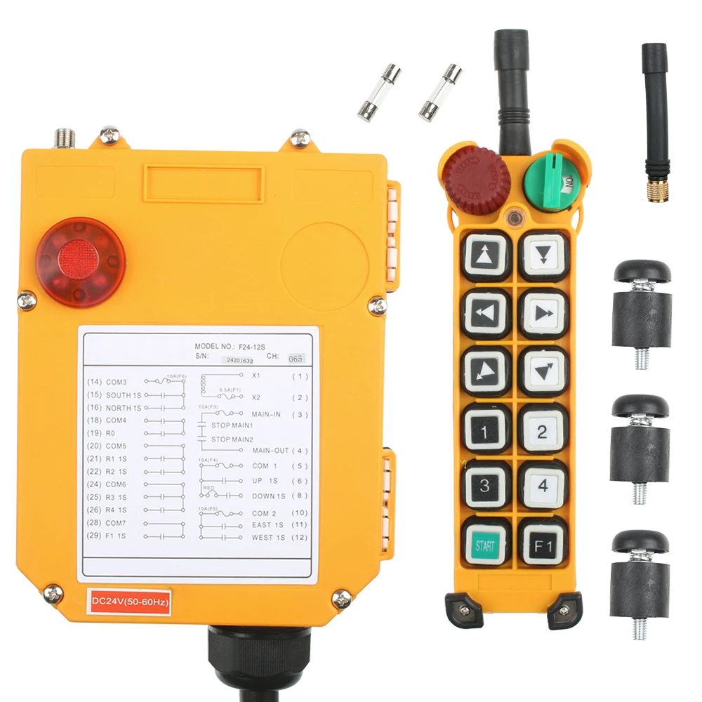 F24-12 Yellow crane driving crane industrial wireless remote control 12S Single speed 12D Dual speed 12V 24V 220V 380V