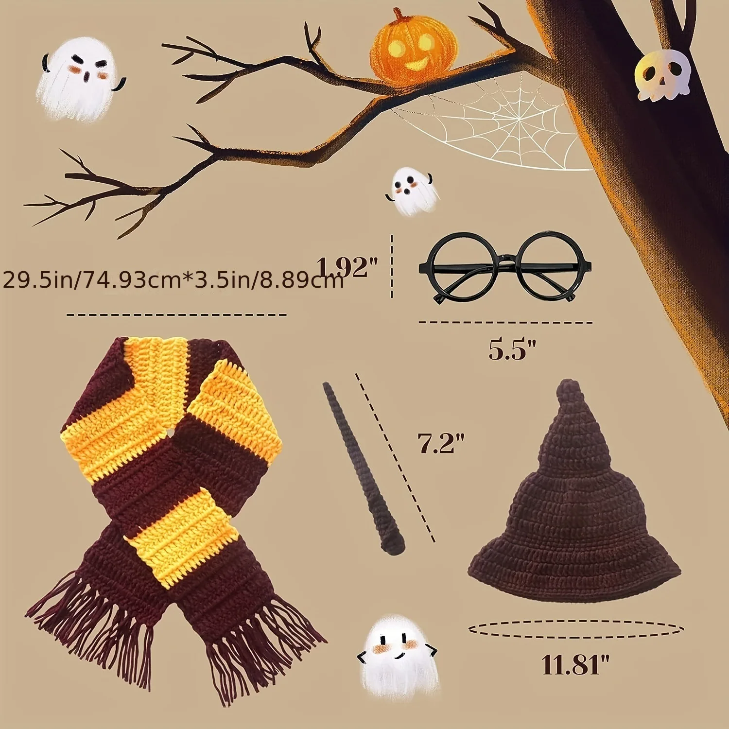 Gryffindor Newborn Baby 100Days Photo Props HarryyPotter Magic Battle Scarf, Magic Cap, Baby Posing, Photo Aid, Accessories Gift