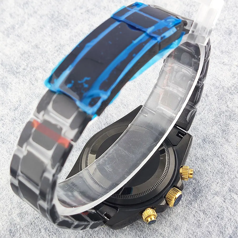 39 مللي متر ساعة مخصصة للرجال VK63 حركة متعددة الوظائف كوارتز كرونوغراف الياقوت الزجاج الفاخرة ساعة رجال الأعمال