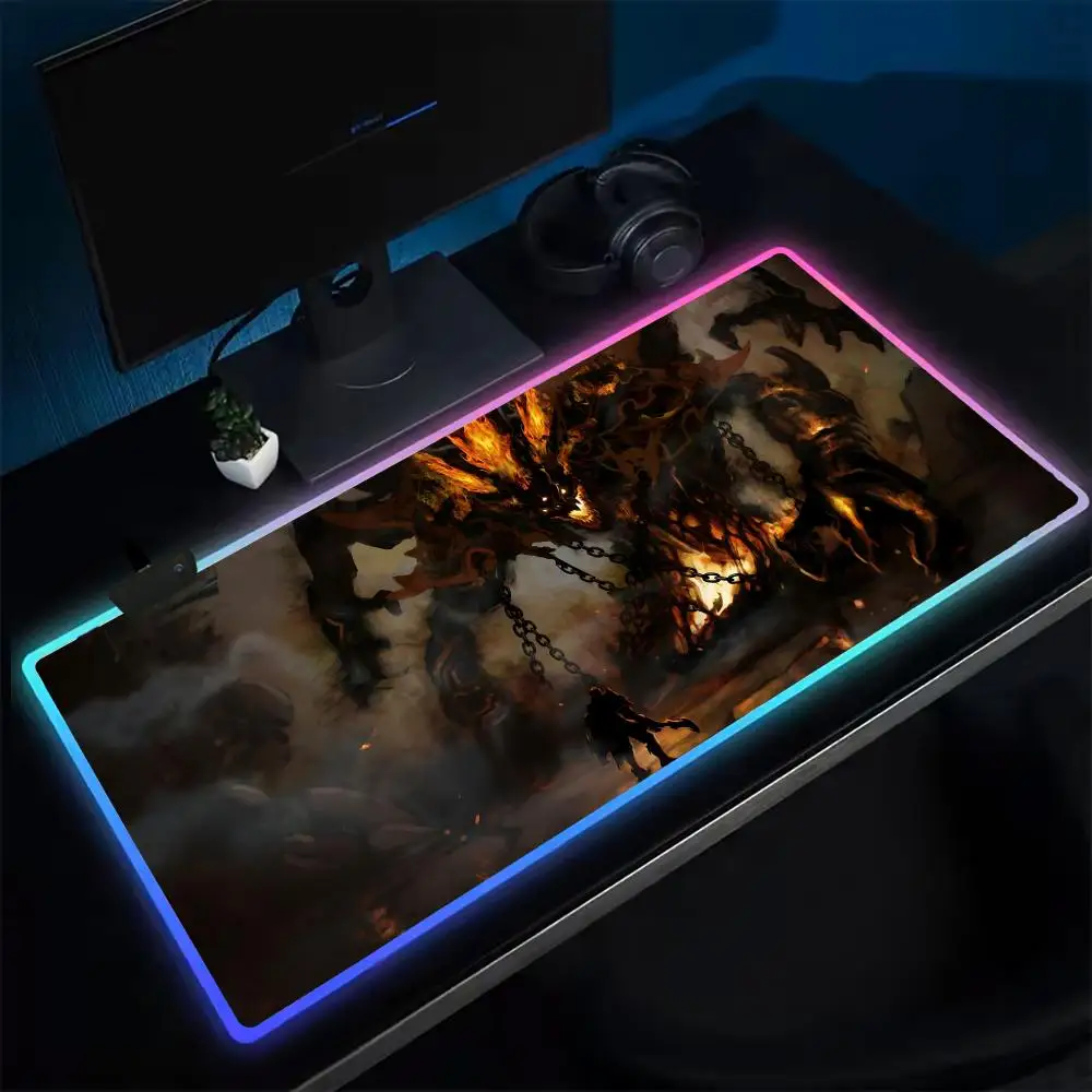 AION Mouse Pad Anime Gaming Mouse Pad LED Table Pads Backlit Rubber Desktop XXL RGB Desk Mats