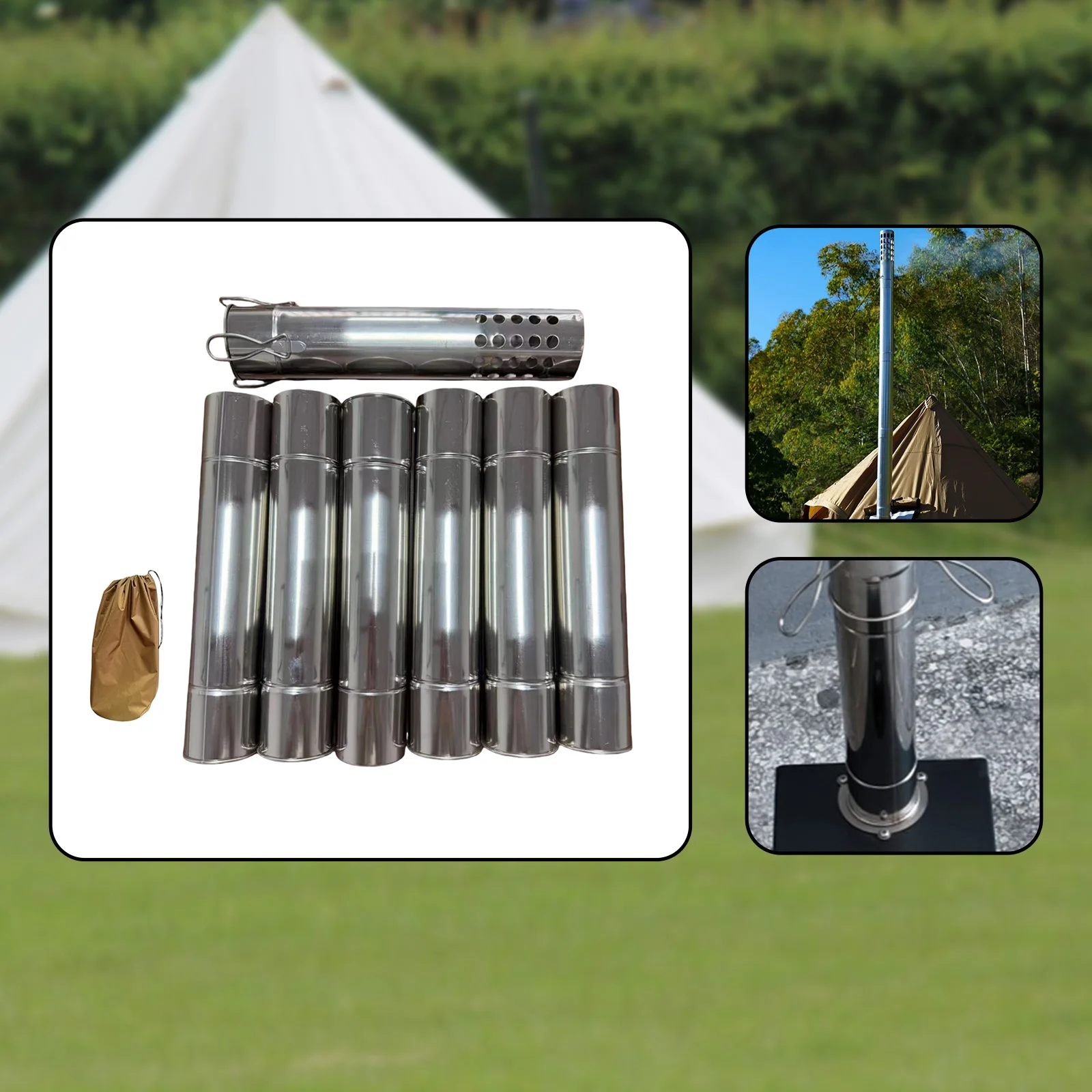 

7 шт. трубок для походной печи, портативные стальные трубы для печи-трубки, прямые удлинители для уличных барбекю-печей