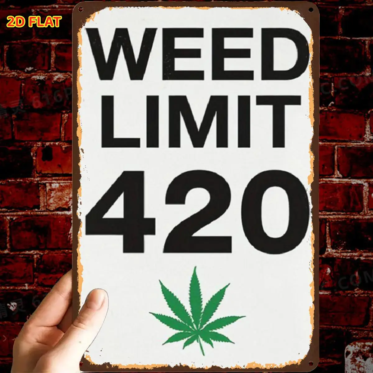 2D Flat, 2D Flat/1pc/RetroWeed Limit 420 SignMetal Iron Sign/Pre-Drilled Holes/Suitable for Indoor, Garden, Outdoor, Home, Offic