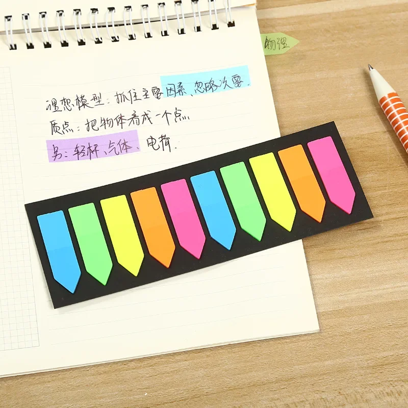 200 Sheets Fluorescence Self Adhesive Memo Pad Sticky Notes Bookmark Marker Memo Sticker Paper Student office Supplies