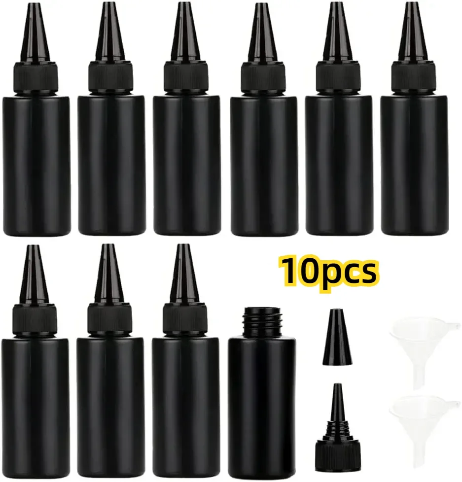 Bouteille Souple en Plastique Africain avec Intervalles HDPE, Bouchons Ronds Noirs avec Haut Jolie tu Torsadé, Colle Légère HI, 10 Pièces