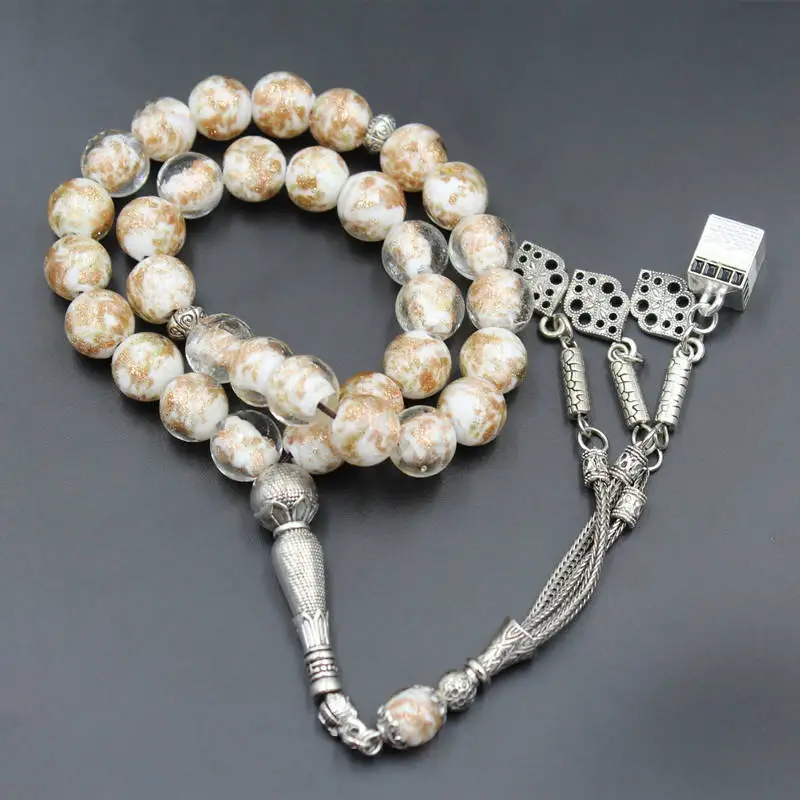 33 PCS coloured glaze Eid al-Adha Haji Festival Muslim Rosary Ramadan Prayer Beads EID Mubarak tasbih prayer beads bracelet