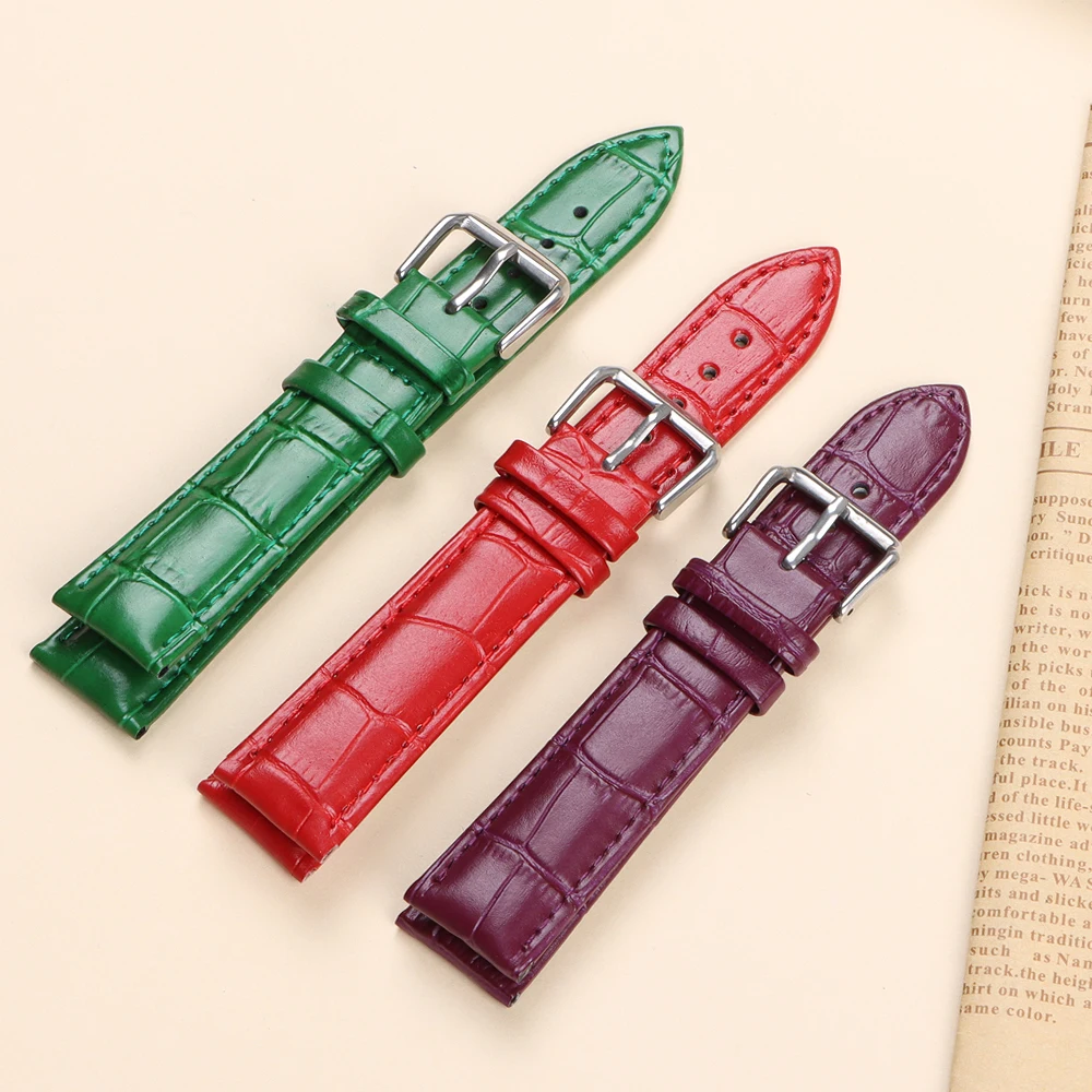 Wrist Strap 18mm 20mm 22mm 24mm Bamboo & Crocodile Pattern Design Men Business Watch Top Cowhide Watchband