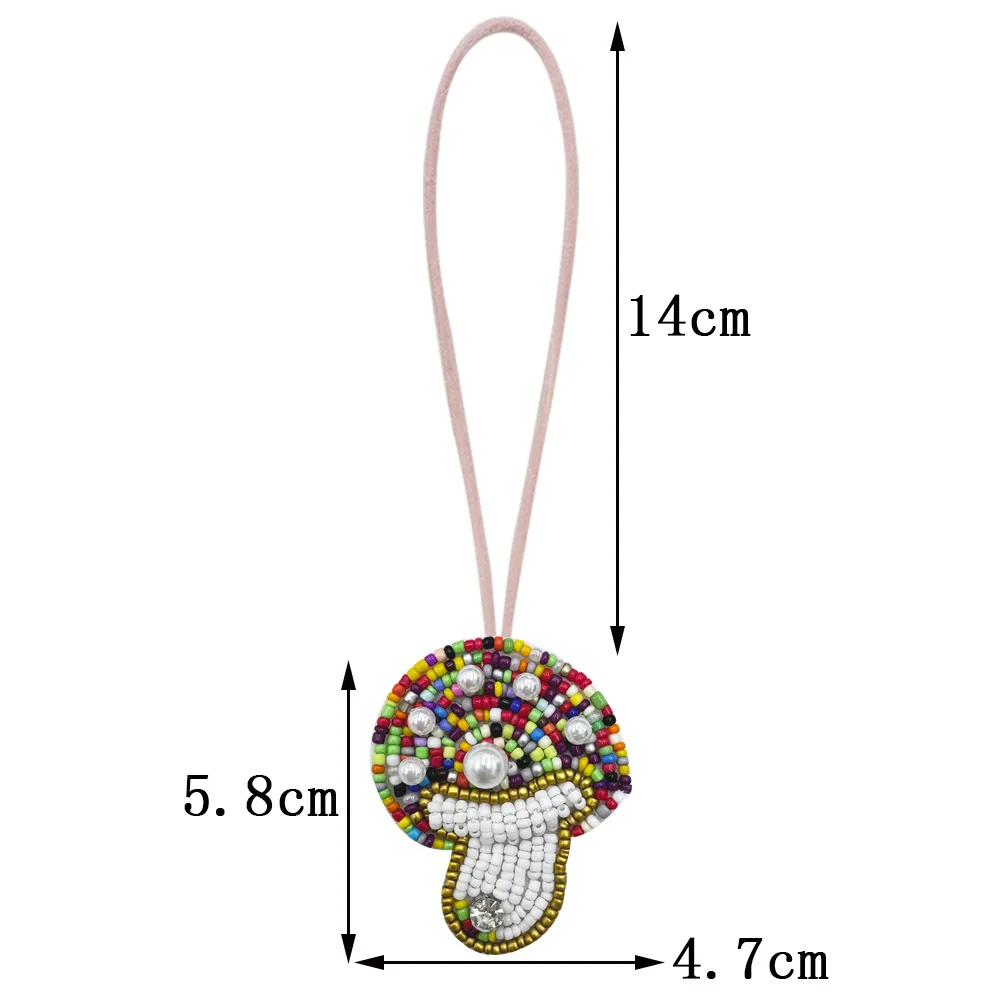 Alirattan 2025 nuevo lindo bolso de cuentas de setas hecho a mano decoración colgante colorido seta funda de teléfono llavero accesorio