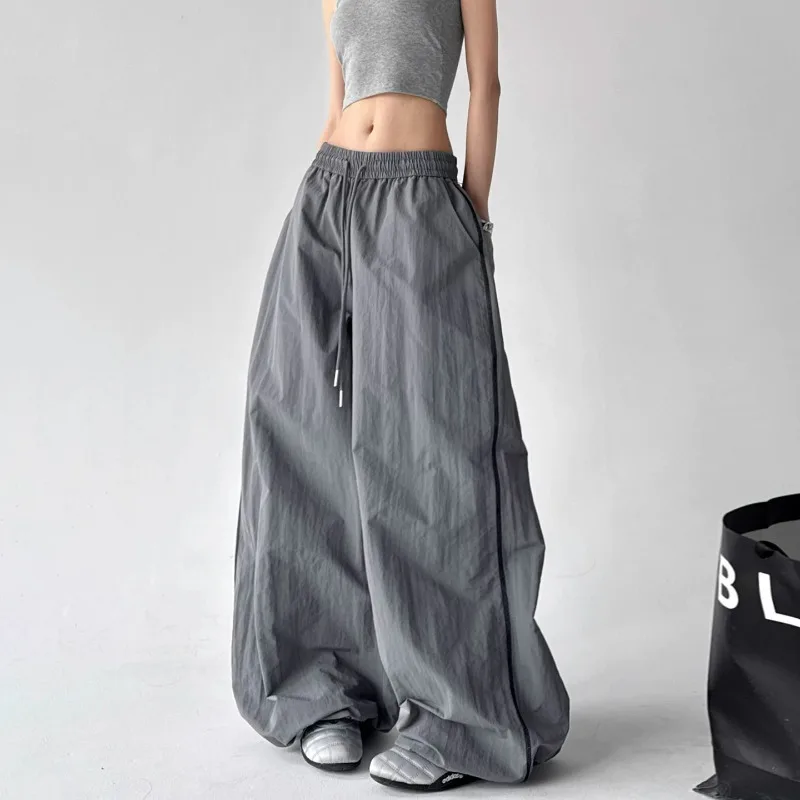 2026 Autumn New Korean Style Outdoor Sports Quick Drying Wide Leg Pants for Women Japan Fashion Casual Loose Joggers Sweatpants