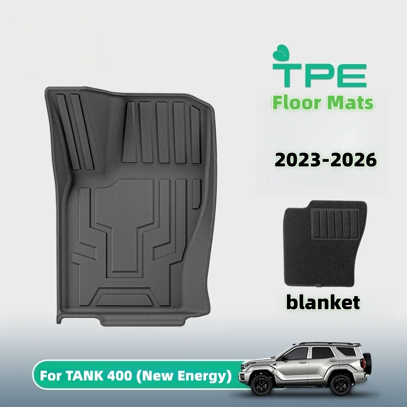 

For GWM WEY TANK 400 (New Energy) 2026-2023 TPE Floor Mats LHD, Waterproof Full Set Trunk Mats & Cargo Liner Left Hand Driver