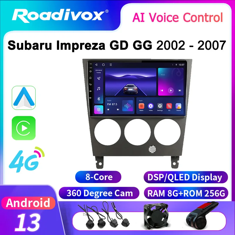 

Автомобильная радиостанция Roadivox Android для Subaru Impreza GD GG 2002 2007, GPS-навигация, видео, мультимедийный плеер, магнитофон, carplay