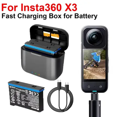 Original Insta360 X3 1800mAh Battery .Amagisn Fast Charging Case USB Type C Charge Box Battery Storage Charger For Insta360 X3