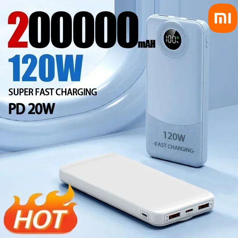 200000Mah Power Banksuper Snel Opladen 120W Ultralarge Capaciteit Voor Mobiele Power Externe Batterij Voor Iphone 15 14 13 Nieuw