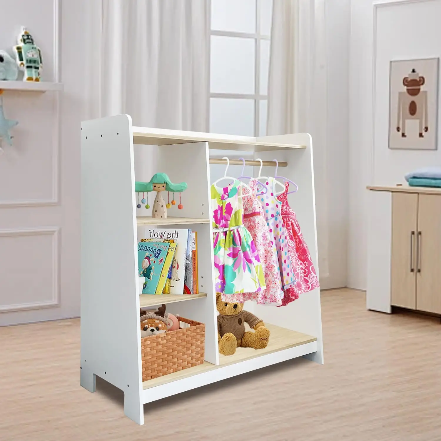 Kids Dress Up Storage, Open Hanging Armoire, Baby Dresser, Kids Wardrobe, Toddler Dress Up Rack, Organizer, Clothes Rack for Gir