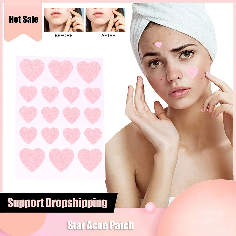 6 Sheets Pink Love Acne Patches Breathable Acne Removal Absorb Secretions Anti Infection Originality Concealer Makeup Tool