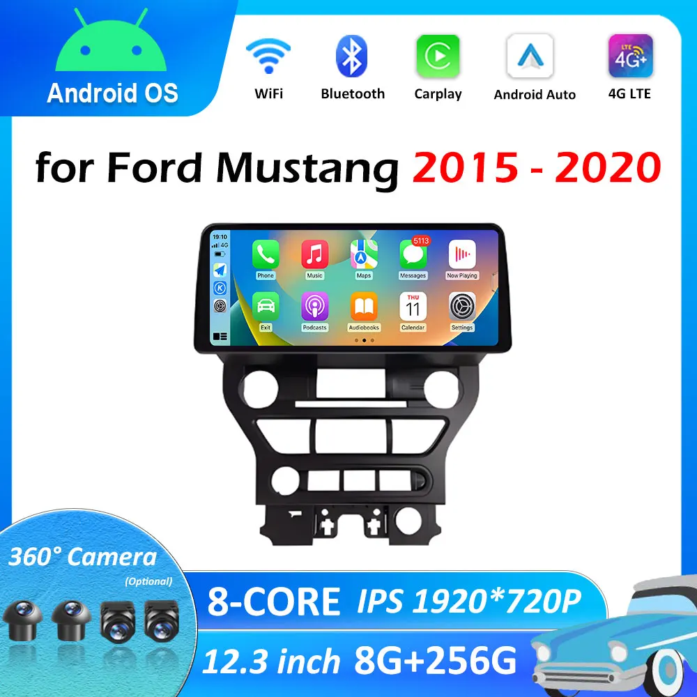 for Ford Mustang 2015 2016 2017 2018 - 2020 Navigation GPS Bluetooth DSP Stereo Car Multimedia Audio Video Player Cooling fan 4G