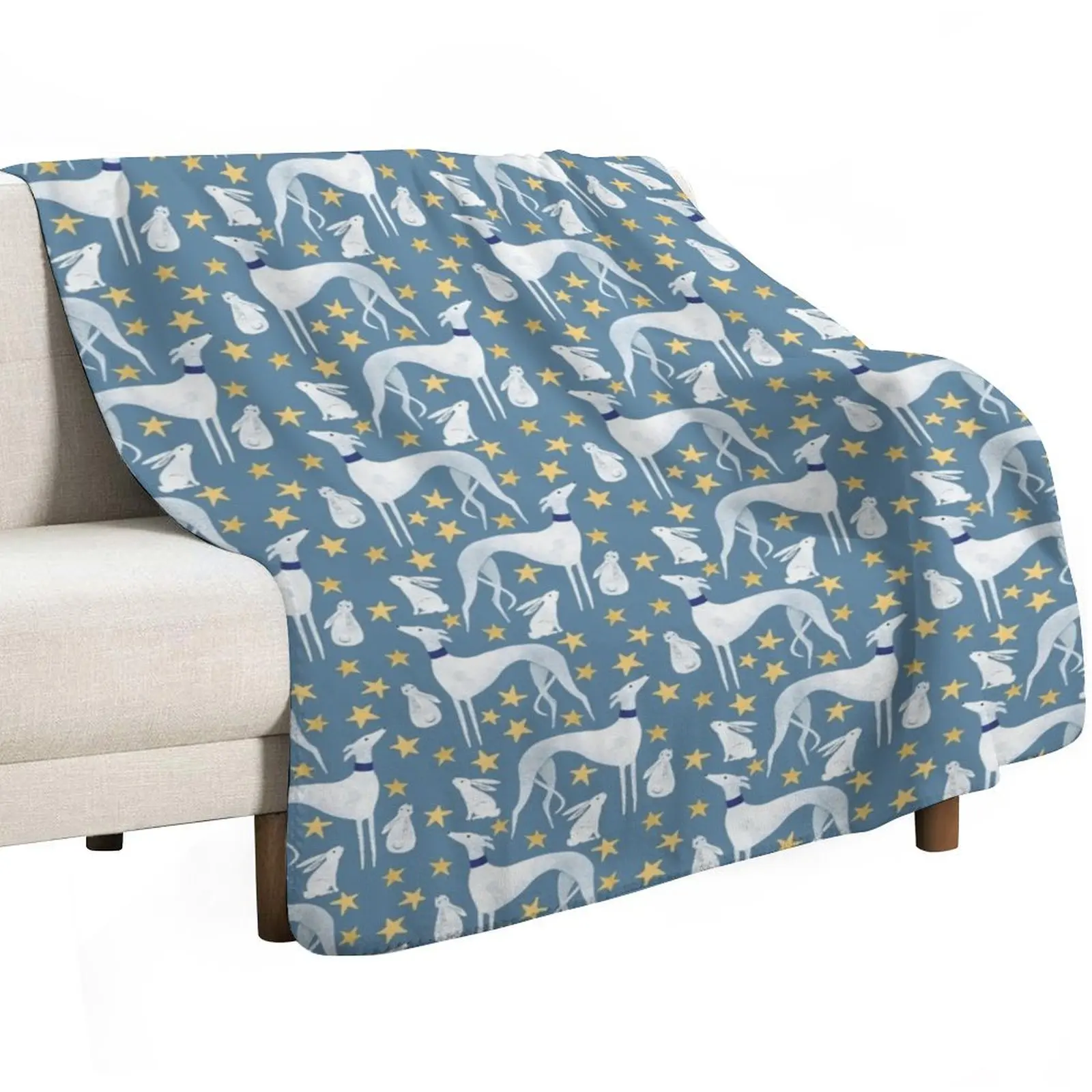 Galgo, hare and stars Throw Blanket bed plaid Luxury Thicken Flannel Fabric Single blankets ands Travel Blankets