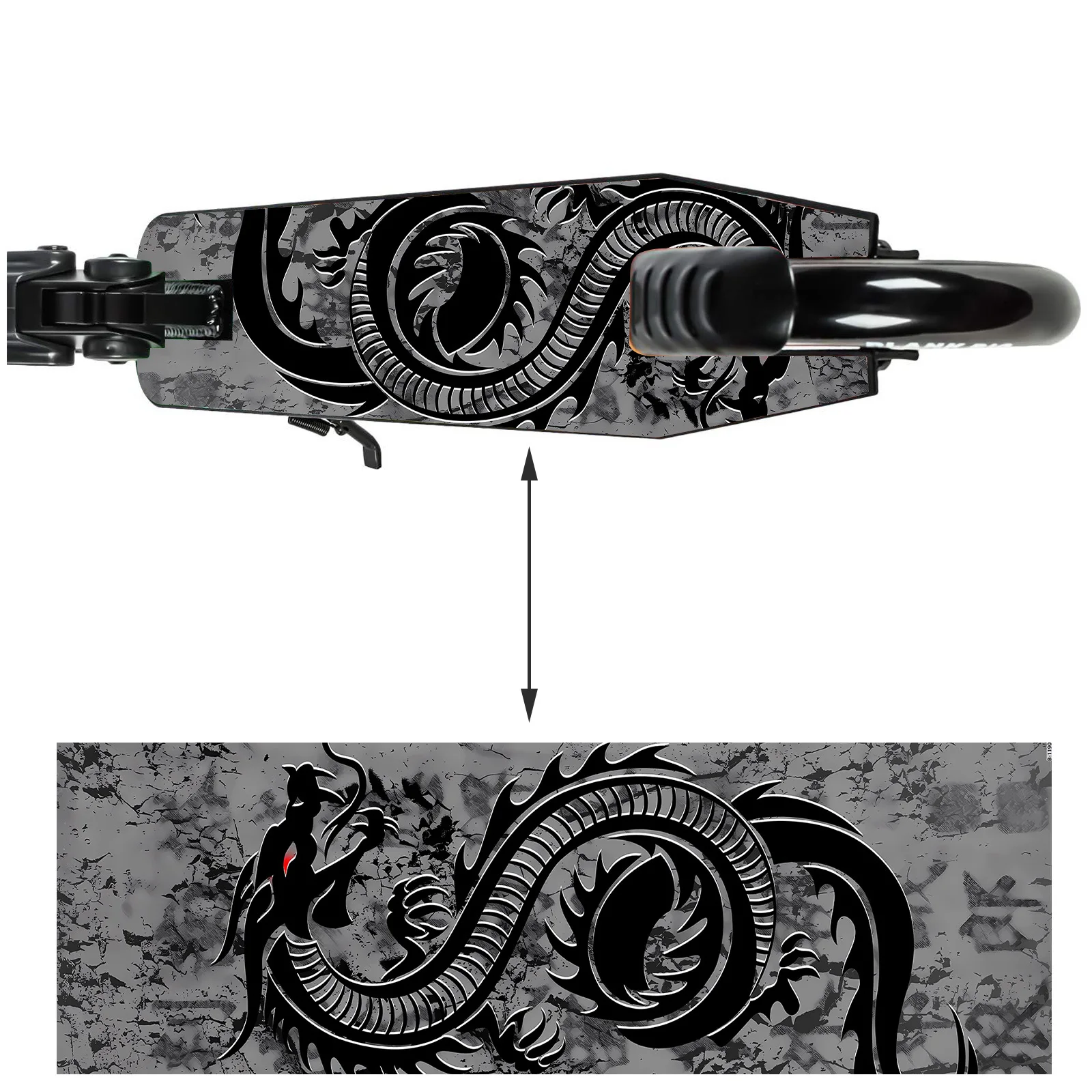 

1 шт., большая темная наклейка с изображением механического дракона для самоката, декоративная наклейка для самоката, наклейка для самостоятельного украшения самоката/подходит для самоката