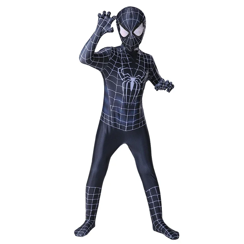 Tobey Maguire Black Spiderman Kostuum Venom Symbiont Cosplay Zentai Bodysuit Jumpsuit Superheld Halloween Kostuum Voor Kinderen Volwassen