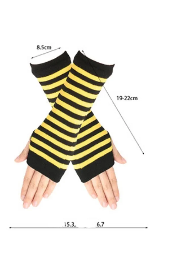 زي النحل مع جوارب طويلة لتدفئة الساق مخططة بالنحلة، جوارب عالية للركبة، نظارات شمسية على شكل نحلة وقفازات طويلة لحفلات الهالوين