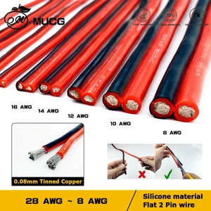 Kabel 2 Pin Kawat Silikon Ganda Hitam Merah Sangat lembut Isolasi Kabel listrik 22awg 20awg 18awg 16awg 14awg 12awg 10awg 8awg 10 dupleks kabel penjualan terbaik - №