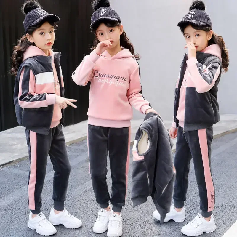 Girls Clothes Set Autumn Winter Jacket + Trousers Pants 3 PCS Children Clothing for Girl Teen Kids Student Clothes 8 10 12 Year