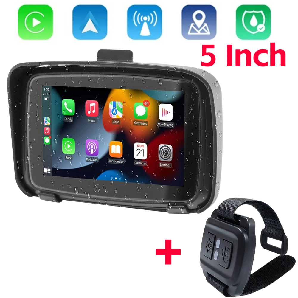 

Waterproof Motorcycle 5 inch Wireless Carplay Android Auto Screen Motorcycle GPS Screen Remote Control Monitor Mirrorlink