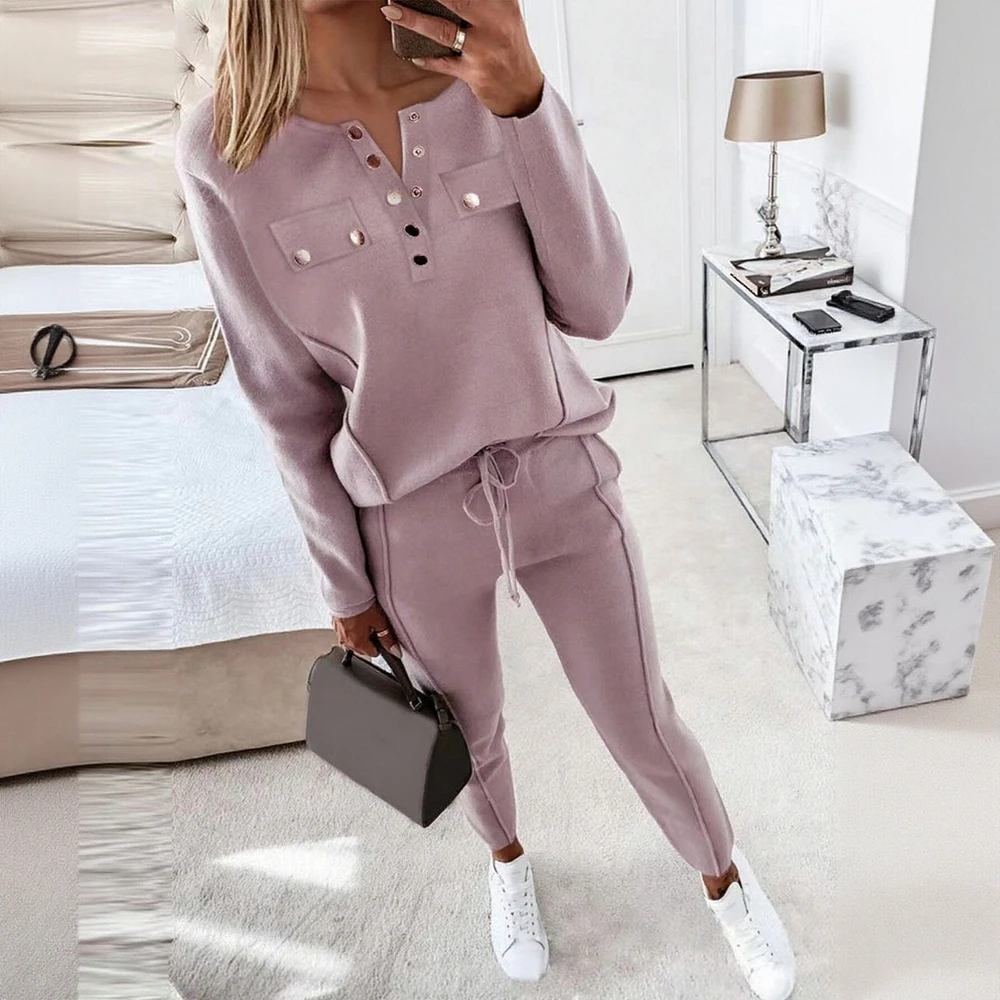 ファッショナブルなカジュアルフィットの女性用スーツパンツセット、長ズボンの服装、装飾なし、さまざまな機会に多用途