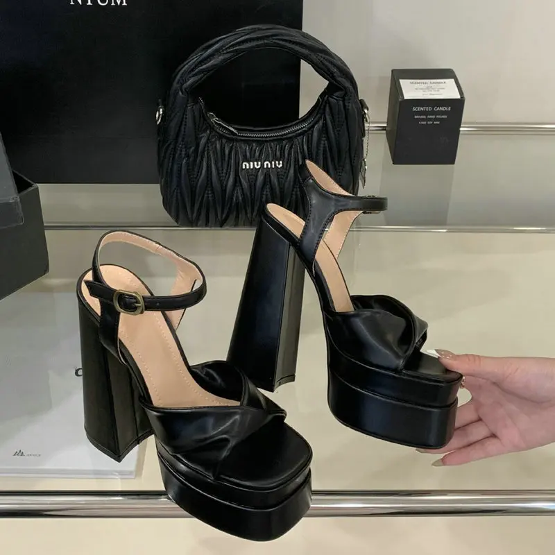 

Women's Pumps Summer New Ultra High Heels Fashion Platform Sandals Women'S Fashion One-Line Buckle High Heel Sandals Runway Shoe