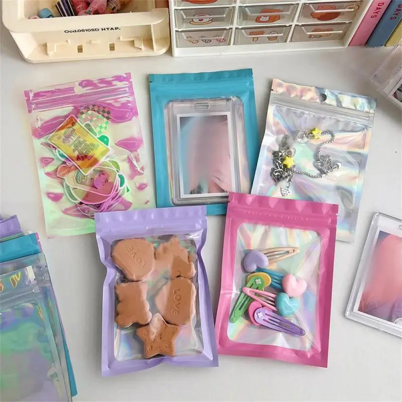 1/5/20pcs Laser Color Self-sealing Bag Jewelry Cosmetic Packaging Bag Color Plastic Sealed Bag Nail Art Packaging Bags