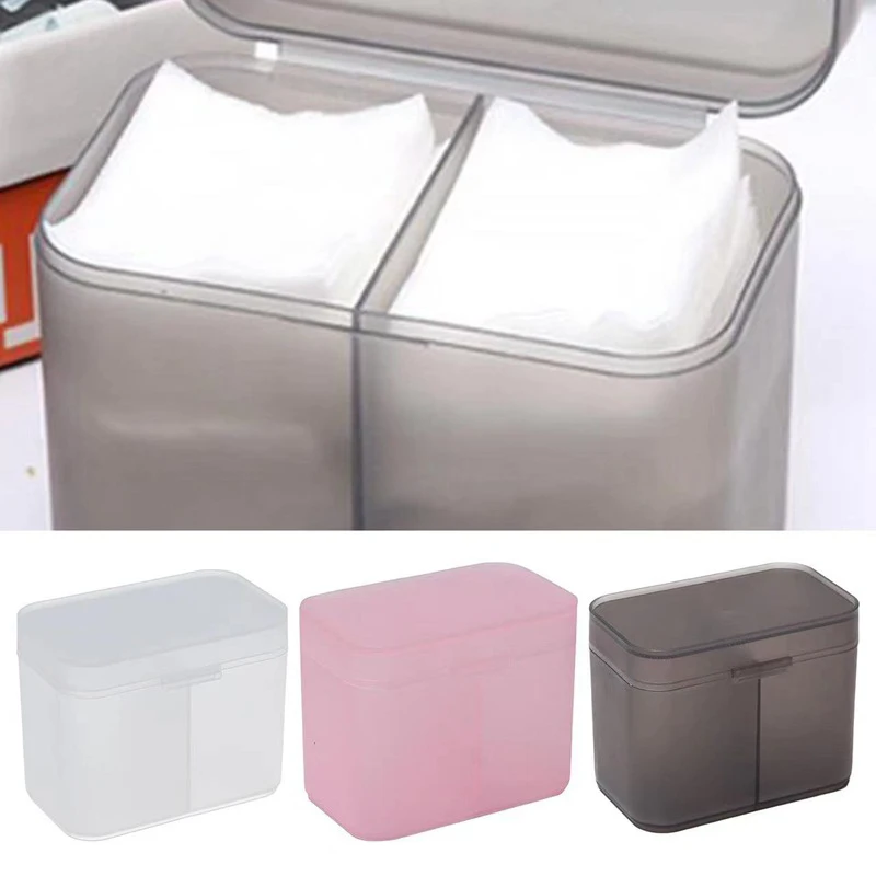 Cotton Pads Swab Nail Wipes Makeup Brushes Organizer Storage Box Holder Container Case Independent Double-Compartment