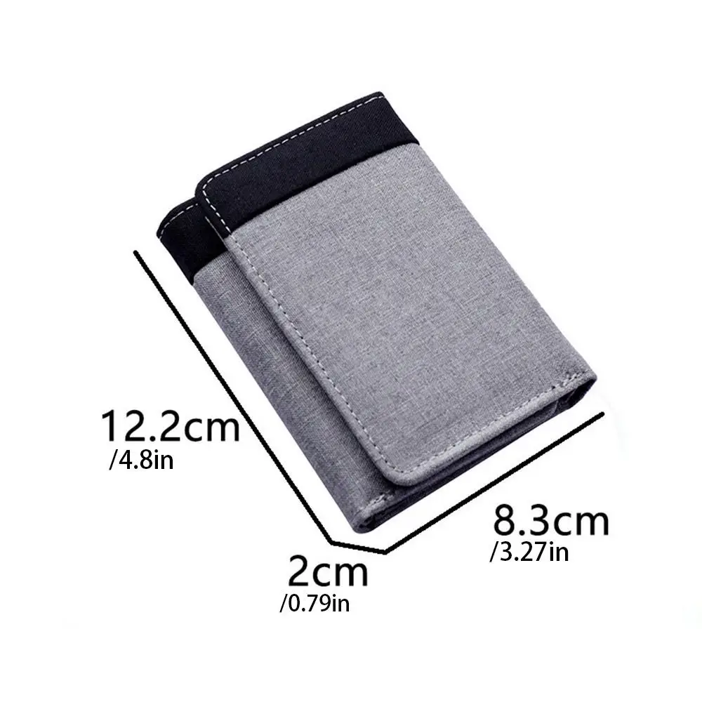 Short Men Wallets Multi-position Korean Style Three Fold Purse Coin Purse Change Purse Canvas Money Clip Bank Card Storage Bag