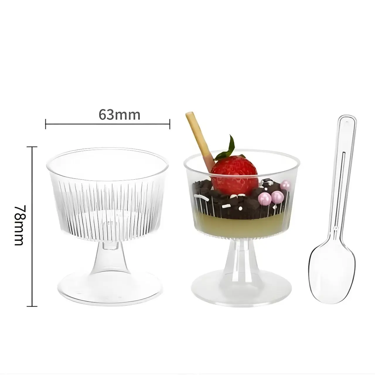 1pcs Disposable Dessert Cup Plastic Ice Cream Cup Wine Cup Fruit Ice Cream Pudding Wedding Party Decoration Home Tableware - Image 4