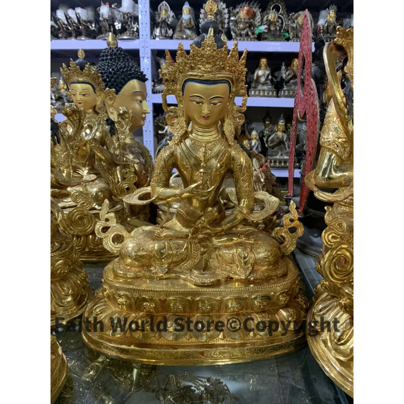 

45CM large HOME temple Talisman efficacious Protection Tibet Nepal Buddhism Vajrayana Vajrasattva Buddha Gilding brass statue